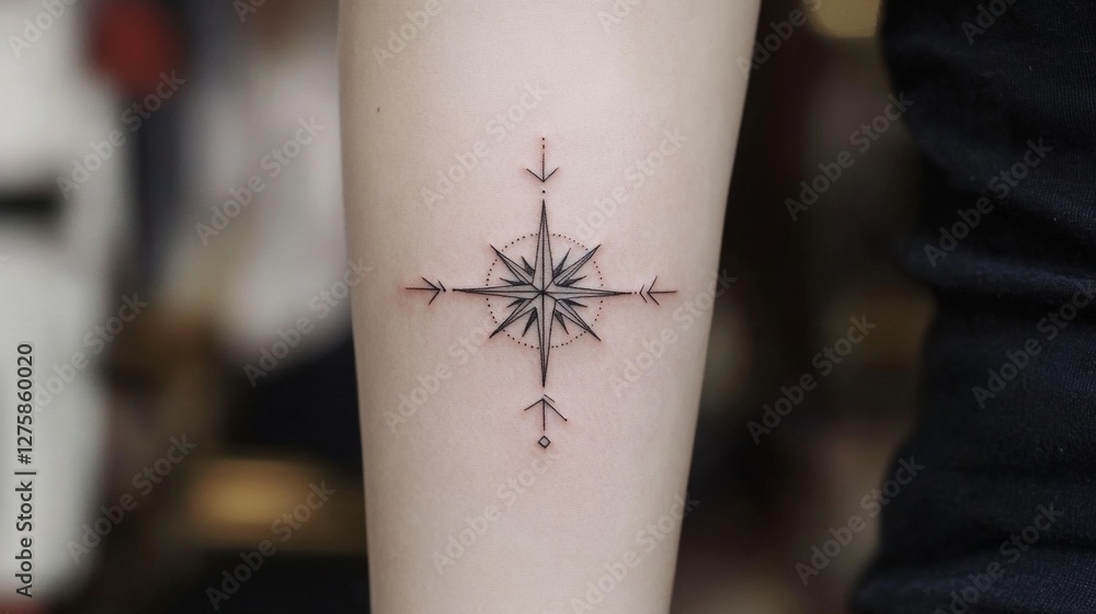Obraz premium Delicate Compass Tattoo Design