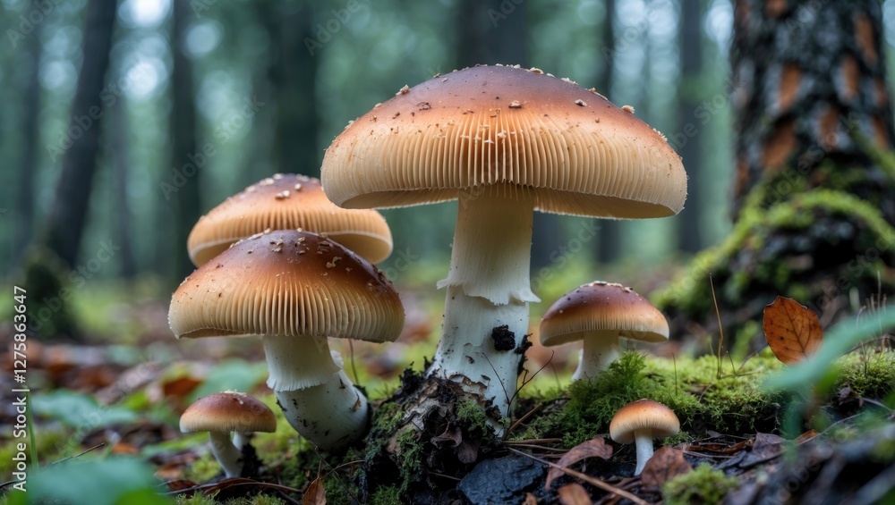 Close-up of Gorchak Mushrooms in a Forest Setting Highlighting Their Unique Features and Inedible Nature