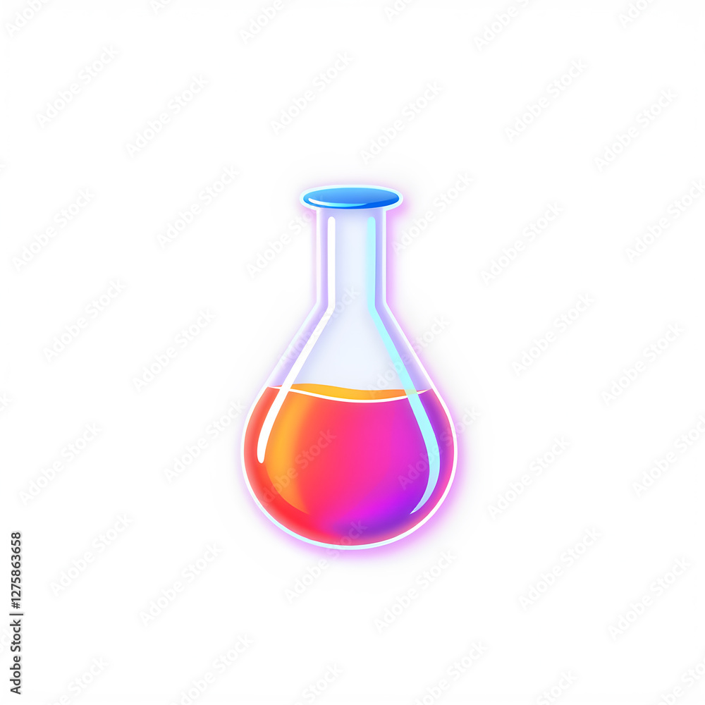 Beaker holographic 3D icon. neon symbol vector illustration isolated on white background. Generative AI Beaker holographic 3D icon. neon symbol vector illustration isolated on white background. Generative AI