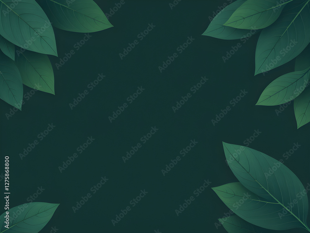 green leaves frame, minimalistic design green leaves frame, minimalistic design