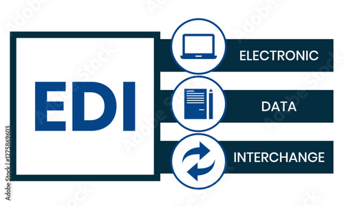 EDI - Electronic Data Interchange acronym. business concept background. vector illustration concept with keywords and icons. lettering illustration with icons for web banner, flyer, landing page