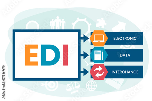 EDI - Electronic Data Interchange acronym. business concept background. vector illustration concept with keywords and icons. lettering illustration with icons for web banner, flyer, landing page