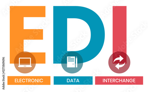 EDI - Electronic Data Interchange acronym. business concept background. vector illustration concept with keywords and icons. lettering illustration with icons for web banner, flyer, landing page