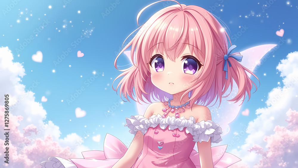 Magical anime girl with flowing dress Magical anime girl with flowing dress