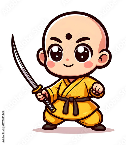 cute shaolin kid cartoon character (artwork 1) photo