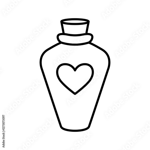 WebBottle with a cork stopper and a heart in the center, suggesting a love potion or romantic gift.