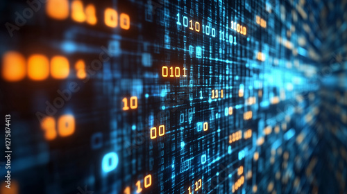 Wallpaper Mural Digital background featuring binary code and data flow concept. A futuristic tech-inspired wallpaper with copy space. Torontodigital.ca