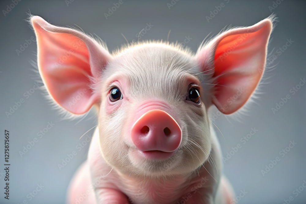 Admirable Pink Piglet Close-up Portrait Admirable Pink Piglet Close-up Portrait