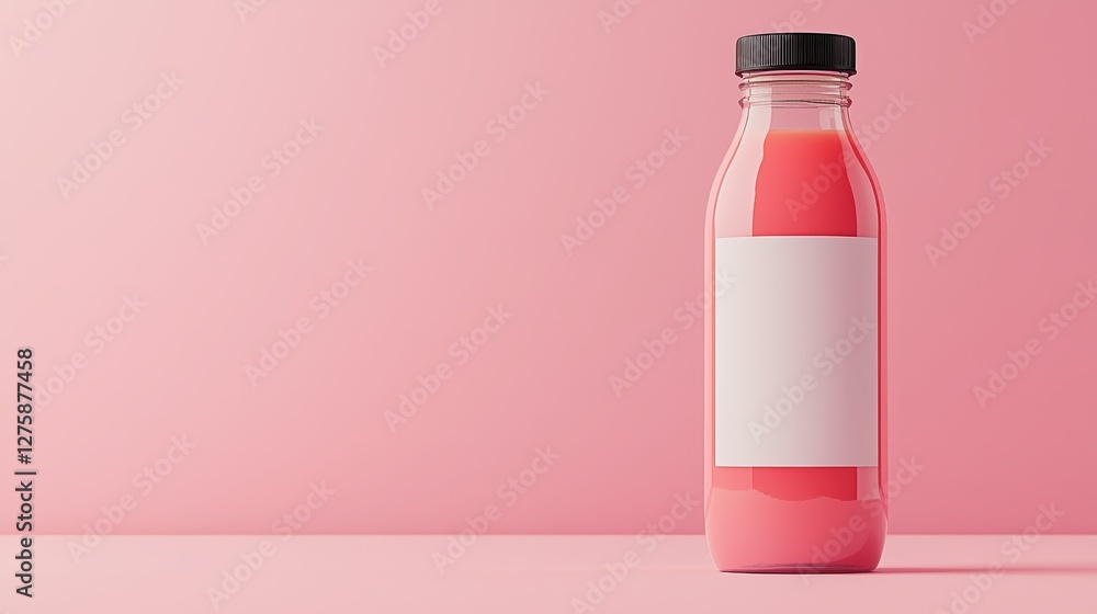 Vibrant pink drink bottle in minimalistic studio setting a close-up beverage concept Vibrant pink drink bottle in minimalistic studio setting a close-up beverage concept