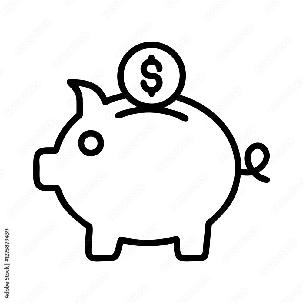 piggy bank icon, piggy bank line art - simple line art of piggy bank, perfect for piggy bank logos and icons piggy bank icon, piggy bank line art - simple line art of piggy bank, perfect for piggy bank logos and icons