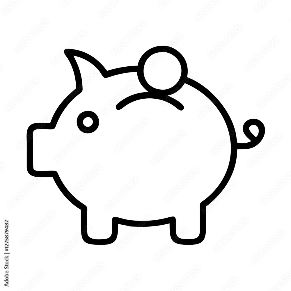 Obraz premium piggy bank icon, piggy bank line art - simple line art of piggy bank, perfect for piggy bank logos and icons