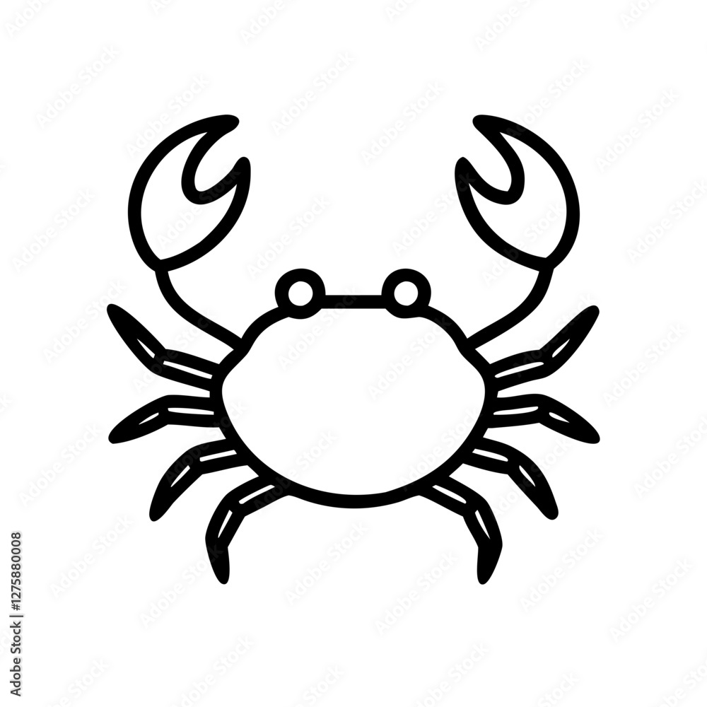 Crab Illustration: A stylized line illustration of a crab, with its characteristic pincers and shell, ideal for various creative uses. Crab Illustration: A stylized line illustration of a crab, with its characteristic pincers and shell, ideal for various creative uses.