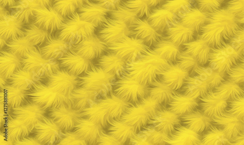 Top view on stylish 2025 year fur textured in lemon yellow color. Soft yellow fur with fluffy texture and natural wave patterns. Perfect for fashion, textile or creative background vector designs.