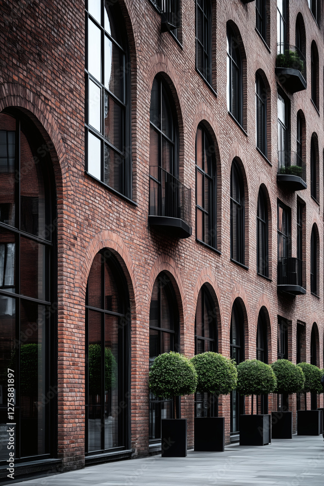 Fototapeta premium Brick Building with Arched Windows