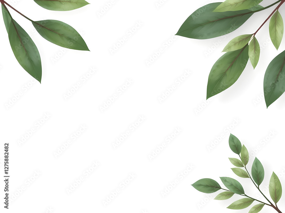 Fototapeta premium green leaves frame, minimalistic design 