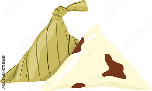Ketupat palas illustration. Malaysian food.