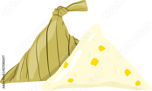 Ketupat palas illustration. Malaysian food.