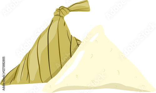 Ketupat palas illustration. Malaysian food.