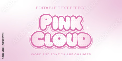 Pink cloud text effect, Dreamy effect, halftone