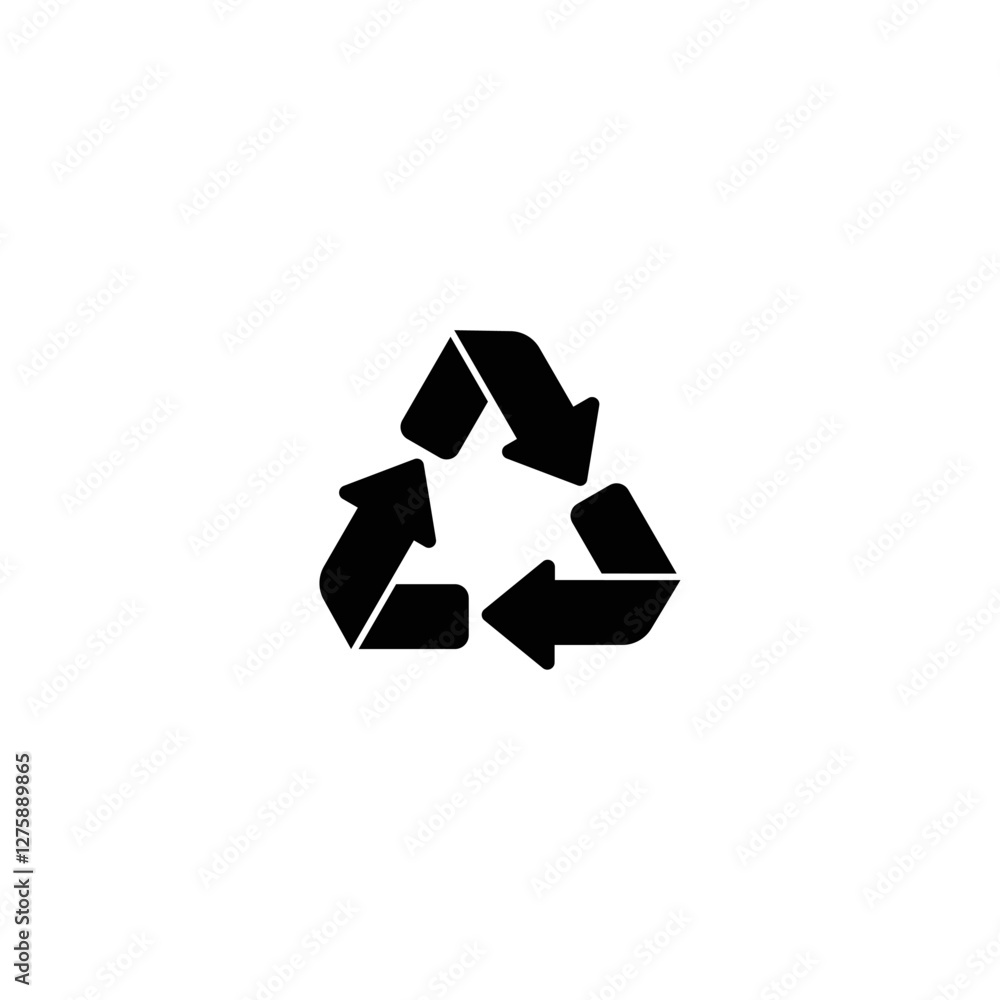 Black icon depicting recycling symbol for eco-friendly initiatives. Black icon depicting recycling symbol for eco-friendly initiatives.