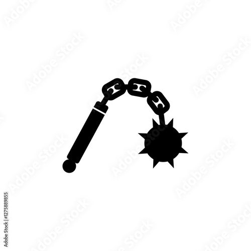 Bold vector icon of medieval flail, symbolizing ancient warfare and knight weaponry.