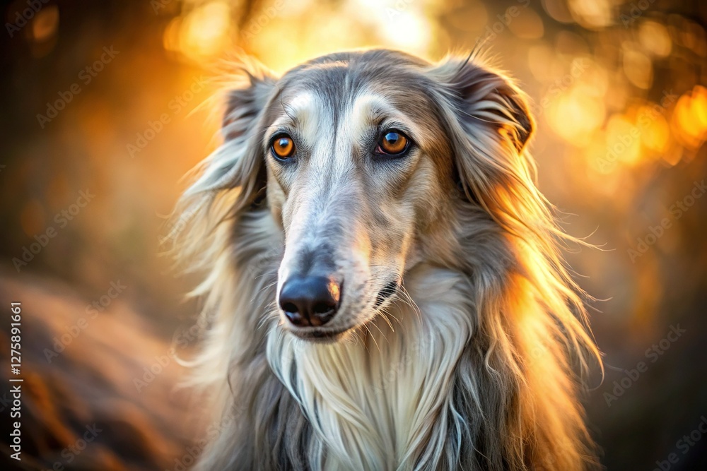 Majestic Russian Wolfhound Dog Portrait - Elegant Canine Photography