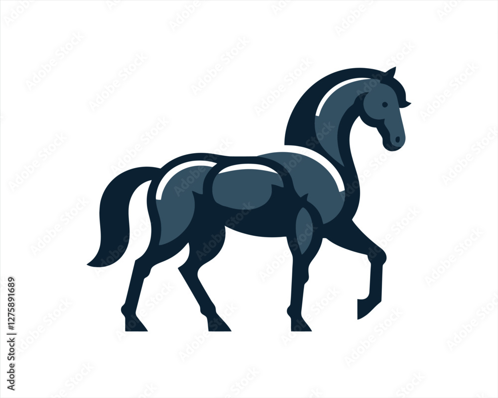 Obraz premium Horse logo design icon symbol vector illustration. Full body horse. Horsepower Animal logo