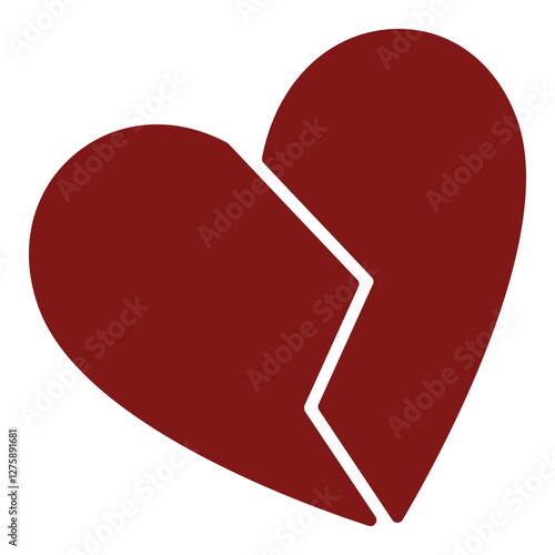 Simple broken heart icon, vector heartbreak and lost love sign.