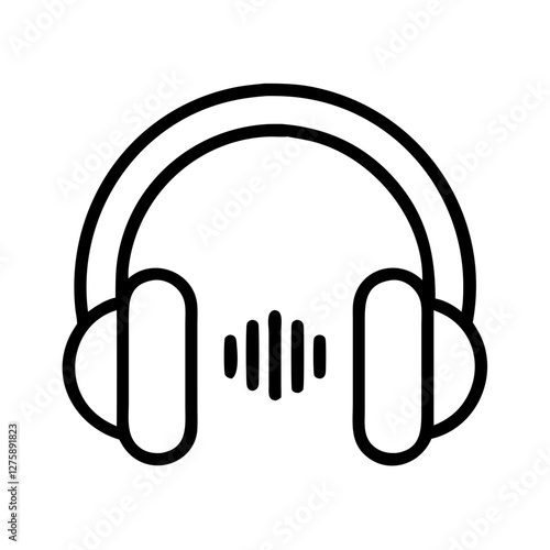 headphones listening icon, headphones listening line art - simple line art of headphones listening, perfect for headphones listening logos and icons