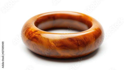 Polished Amber Bracelet on White Background photo