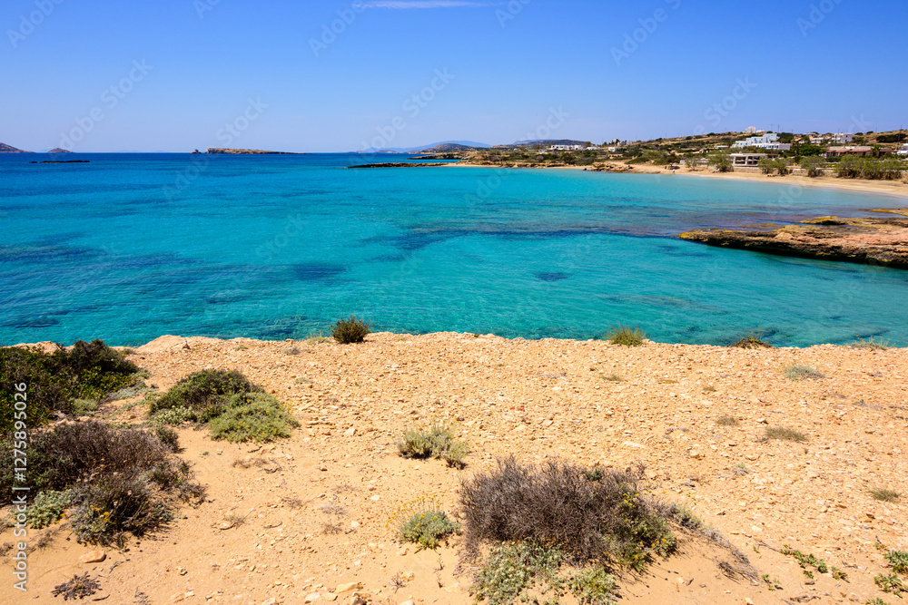 Koufonisia beach with clear water. The south of Ano Koufonisi. Small Cyclades, Greece