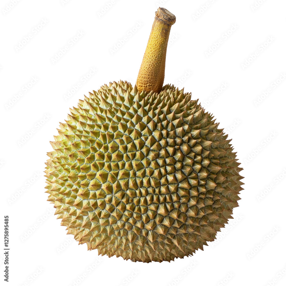 Fresh durian fruit showcasing unique spiky texture isolated on png transparent background, cut out Fresh durian fruit showcasing unique spiky texture isolated on png transparent background, cut out