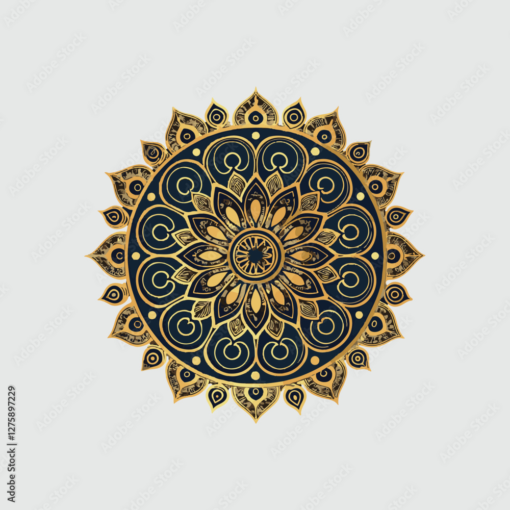 Naklejka premium Relexational flower of mandala coloring book page. Easy Mandala Coloring Book Pages for Adults to Relax
