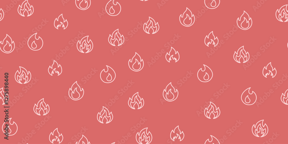 Flame seamless pattern in pink background. Ilustration vector graphic flame sign symbol isolated background. Flame seamless pattern in pink background. Ilustration vector graphic flame sign symbol isolated background.
