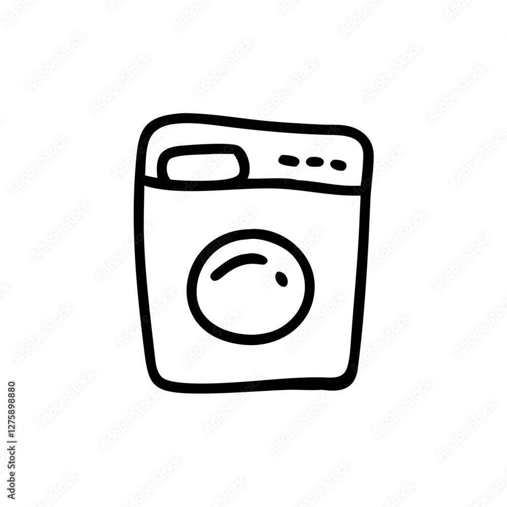 Laundry Day: A simple, hand-drawn illustration of a washing machine, a symbol of home life, domestic tasks. Laundry Day: A simple, hand-drawn illustration of a washing machine, a symbol of home life, domestic tasks.