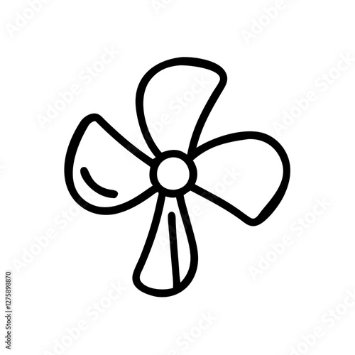 Cool Breeze: An overhead line drawing showcases a stylized fan, emphasizing the essential elements of air circulation and climate control.