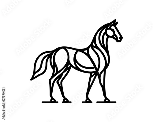 Horse logo design icon symbol vector illustration. Full body horse. Horsepower Animal logo