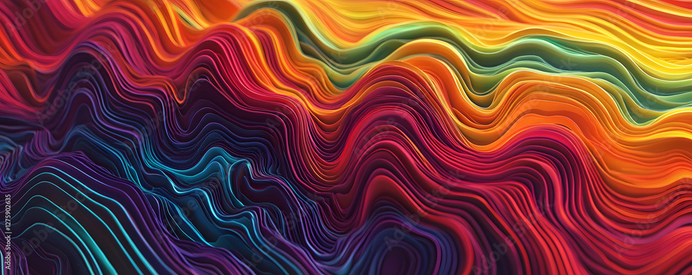 Obraz premium Abstract Colorful Wave Pattern Background Illustration of Vibrant Swirling Lines and Curving Layers