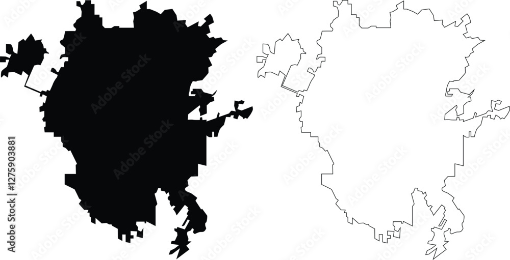 Fototapeta premium San Antonio Texas vector map silhouette, outline, contour 