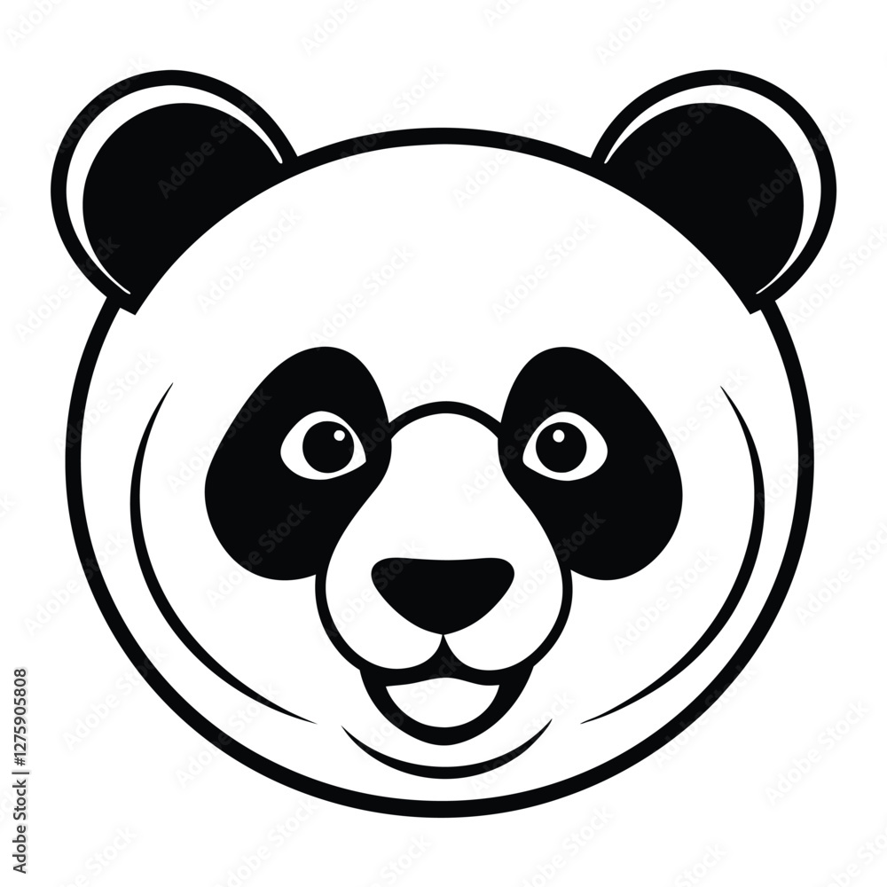 Happy cute smile panda head face nose silhouette icon vector illustration stock cartoon Happy cute smile panda head face nose silhouette icon vector illustration stock cartoon