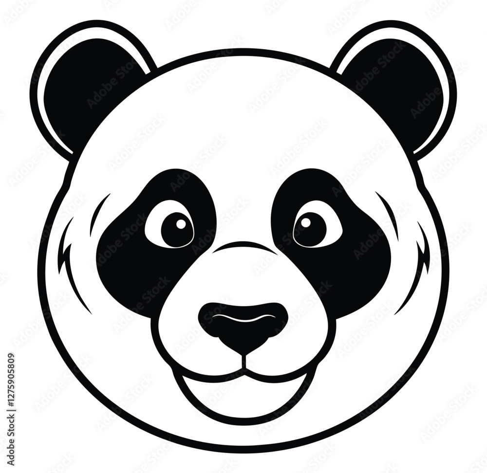 Happy cute smile panda head face nose silhouette icon vector illustration stock cartoon Happy cute smile panda head face nose silhouette icon vector illustration stock cartoon