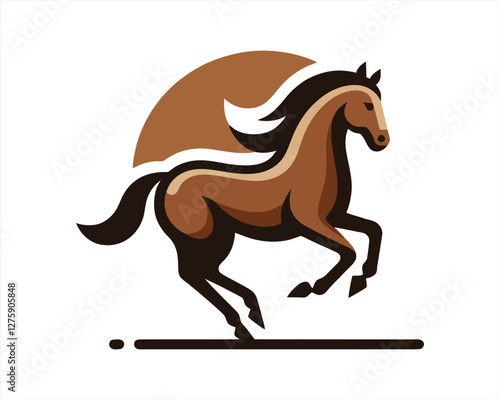 Horse logo design icon symbol vector illustration. Full body horse. Horsepower Animal logo