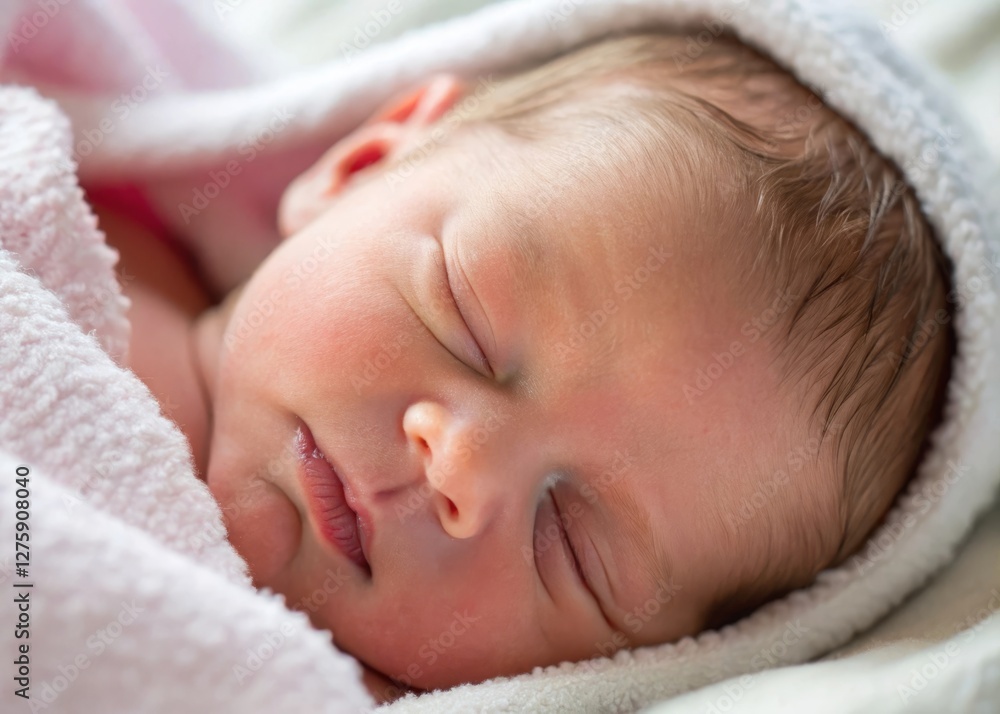 Peaceful slumber of a newborn baby cozy nursery closeup photography soft lighting intimate perspective Peaceful slumber of a newborn baby cozy nursery closeup photography soft lighting intimate perspective