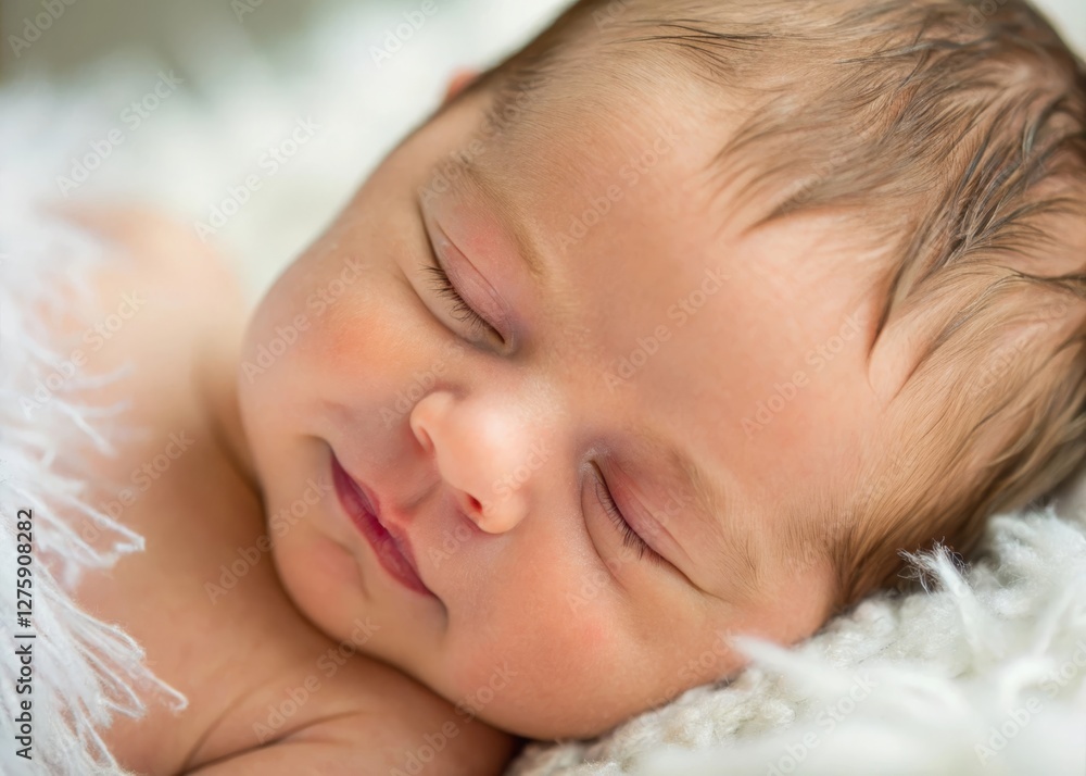 Tender closeup of a newborn baby cozy home environment portrait photography soft natural lighting for emotional appeal