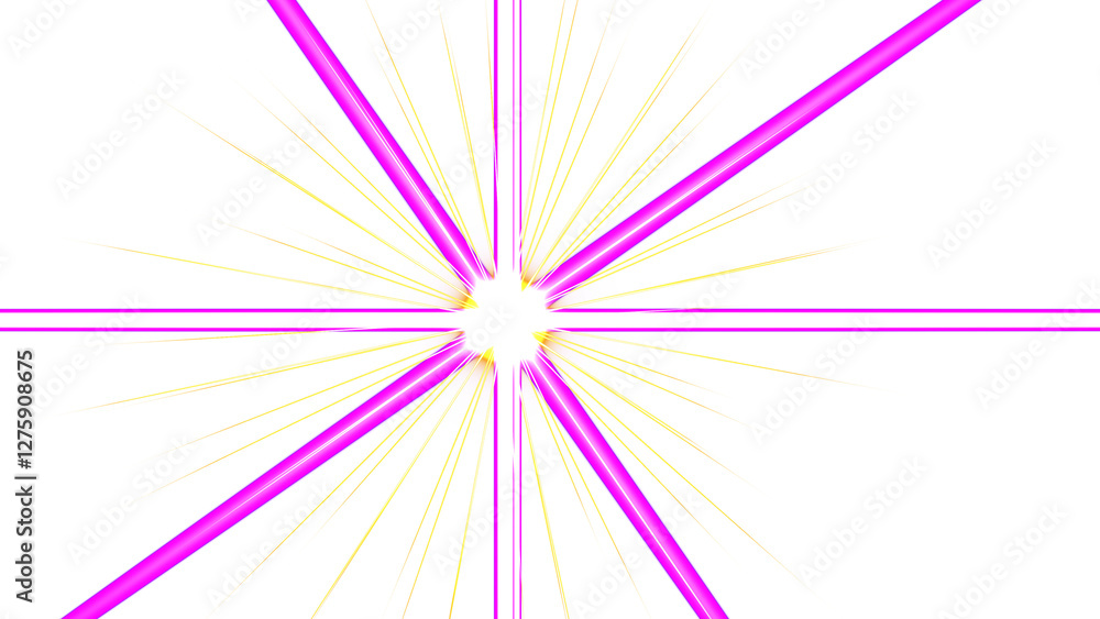 Obraz premium Vibrant Pink and White Laser Beams Exploding from a Central Point