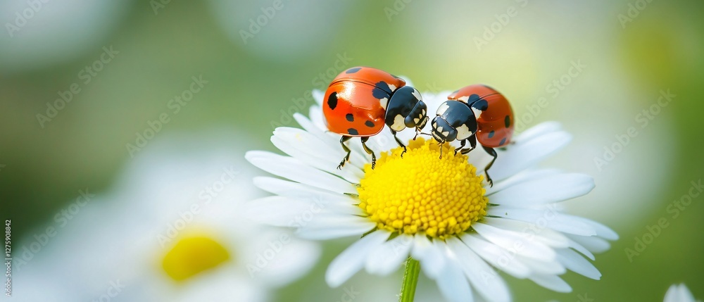 Ladybug Insect Macro Green Plant Background Ladybug Insect Macro Green Plant Background