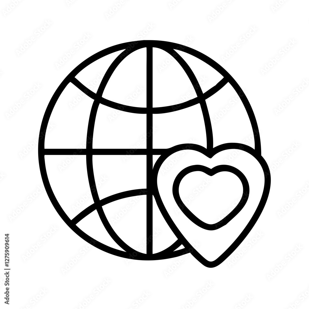 globe with heart empathy icon, globe with heart empathy line art - simple line art of globe with heart empathy, perfect for globe with heart empathy logos and icons globe with heart empathy icon, globe with heart empathy line art - simple line art of globe with heart empathy, perfect for globe with heart empathy logos and icons