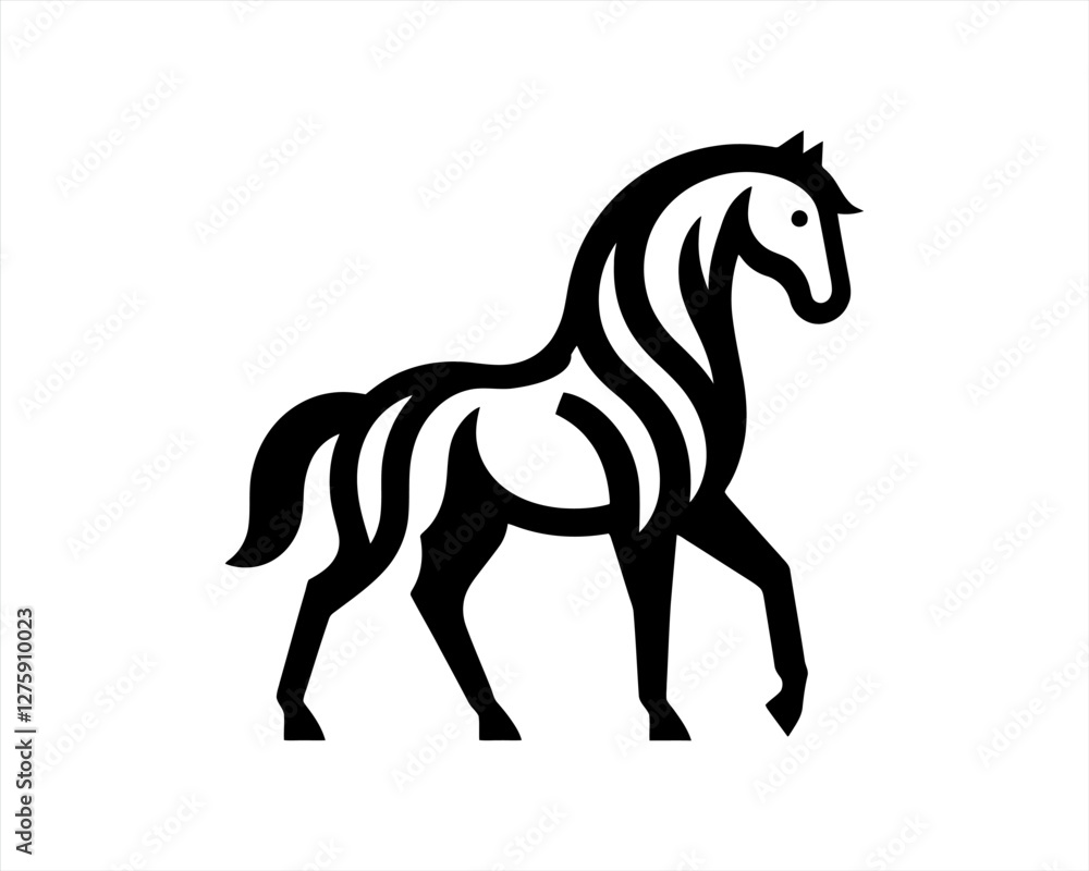 Horse logo design icon symbol vector illustration. Full body horse. Animal logo. Black color horse icon logo vector template. Horsepower Horse logo design icon symbol vector illustration. Full body horse. Animal logo. Black color horse icon logo vector template. Horsepower