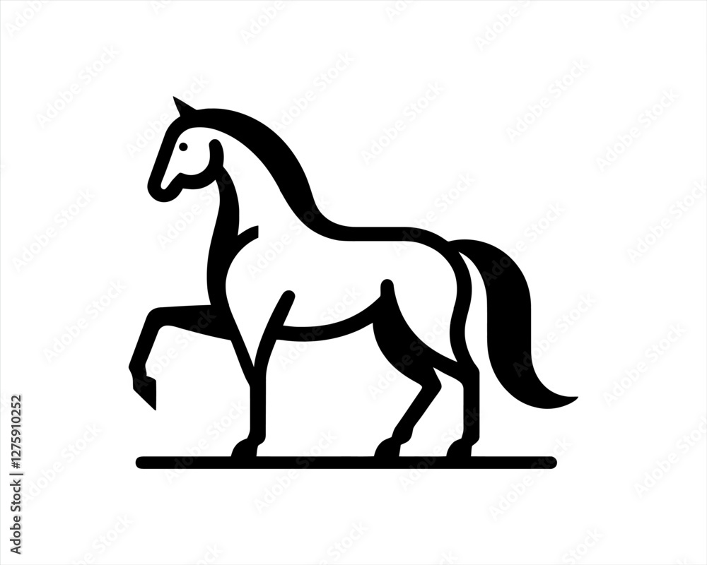 Horse logo design icon symbol vector illustration. Full body horse. Animal logo. Black color horse icon logo vector template. Horsepower Horse logo design icon symbol vector illustration. Full body horse. Animal logo. Black color horse icon logo vector template. Horsepower