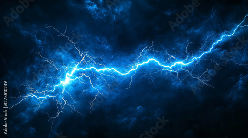Sprite sheet with lightnings, thunderbolt strikes set for game fx animation. Vector realistic set of blue electric impact at night, sparking discharge of thunderstorm isolated on black background